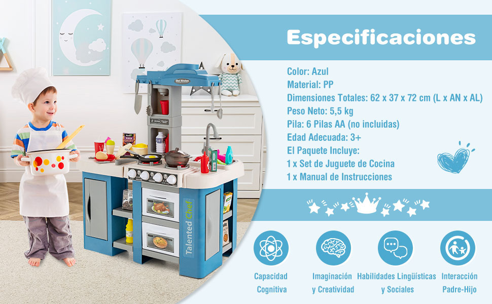 Cocina juguete vapor y sonido