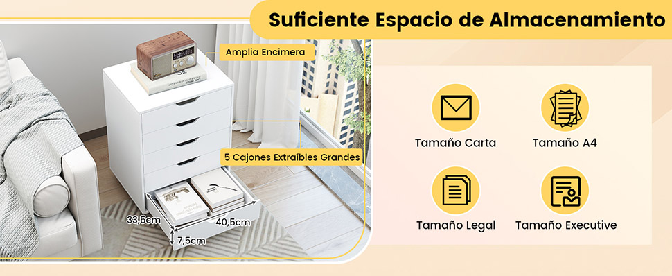 Mueble con cajones con ruedas