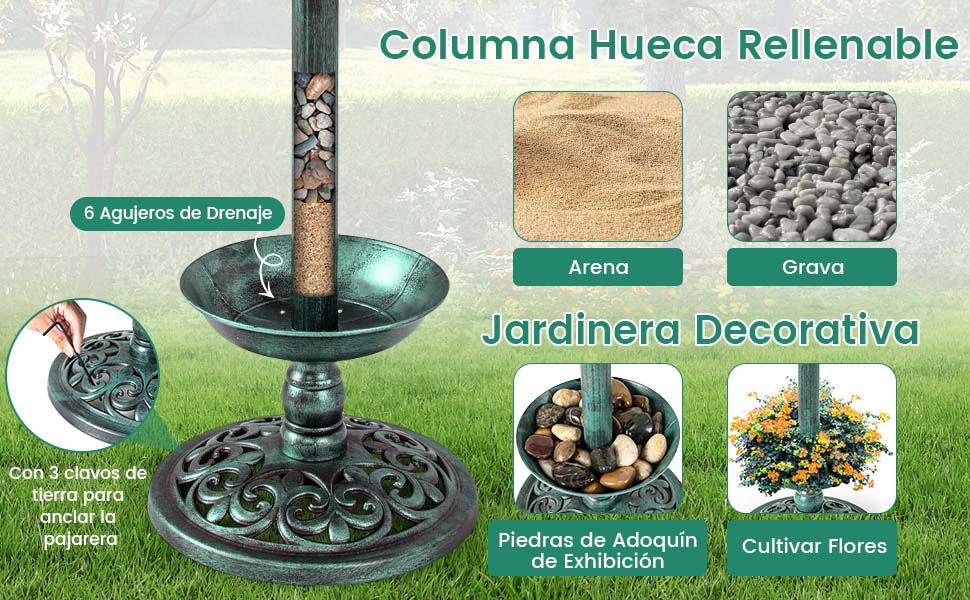 Baño solar para pájaros al aire libre