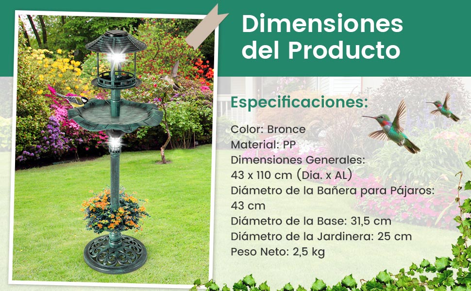 comedero ligero para jardín exterior