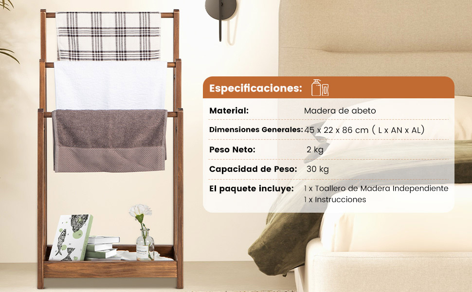 toallero con estante de almacenamiento inferior