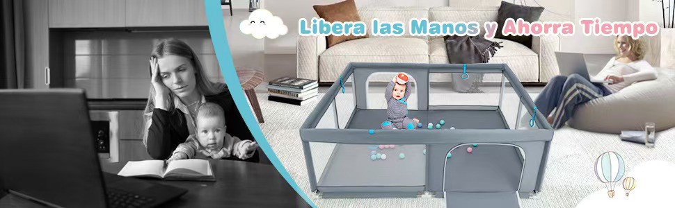 Parque de juegos para bebés extra grande de 200 x 180 cm