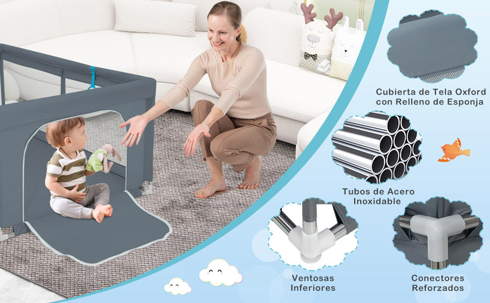 centro de actividades para bebés en interiores con malla transpirable suave