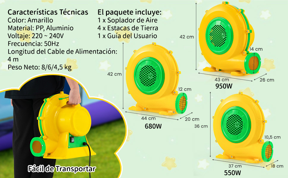 Bomba de aire para toboganes