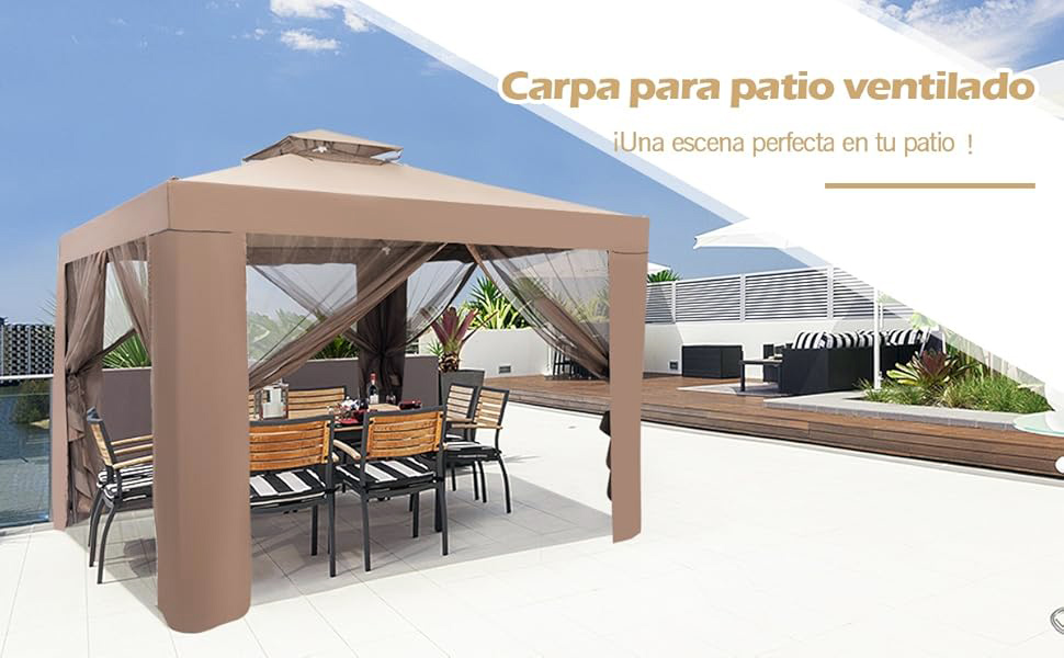 Gazebo 3x3 metros jardín