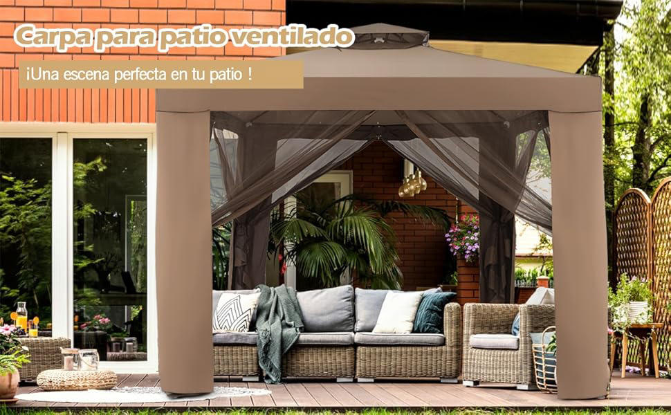 Gazebo doble techo ventilación