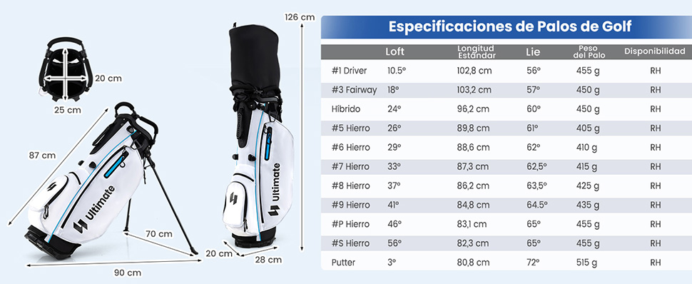 equipo golf accesorios adultos diestro