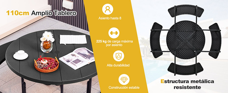Mesa jardín con bancos