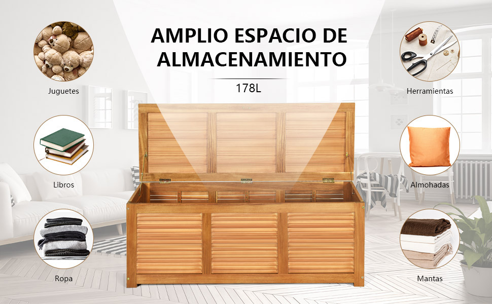 Banco para jardín con caja