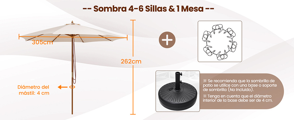 Sombrilla de Mesa para Exteriores