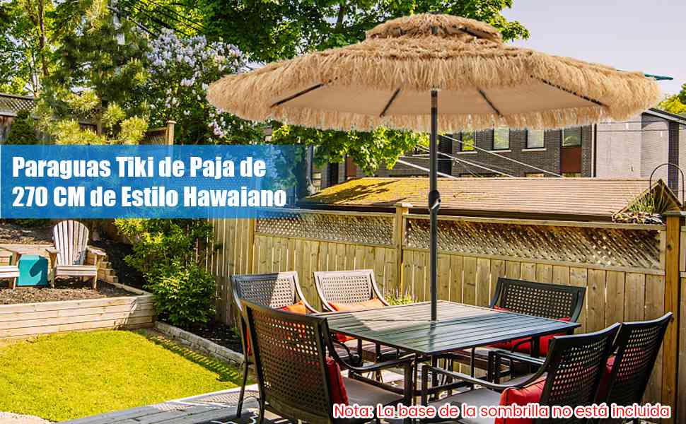 Sombrilla de paja con luces