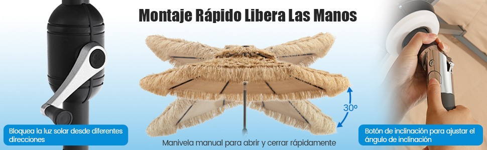 Sombrilla de patio con doble tapa