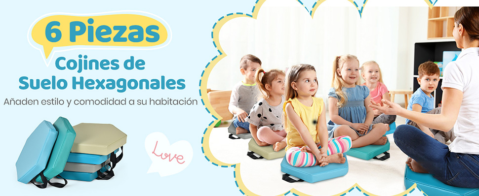 ‌Set de cojines hexagonales para niños‌