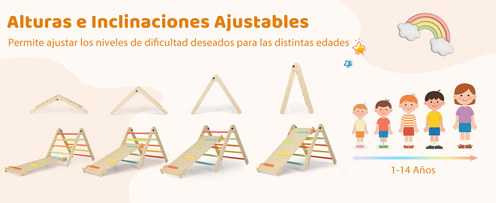 Escaladora para niños con tobogán y balancín 