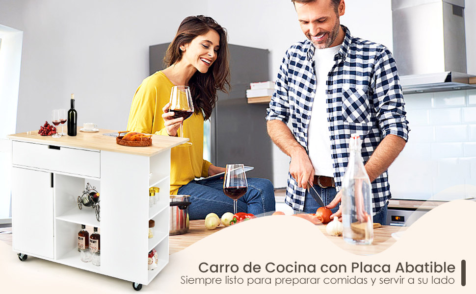 Isla de cocina con encimera abatible