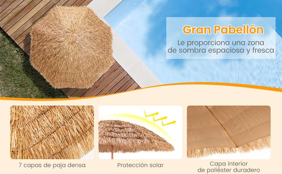 Sombrilla tiki de paja