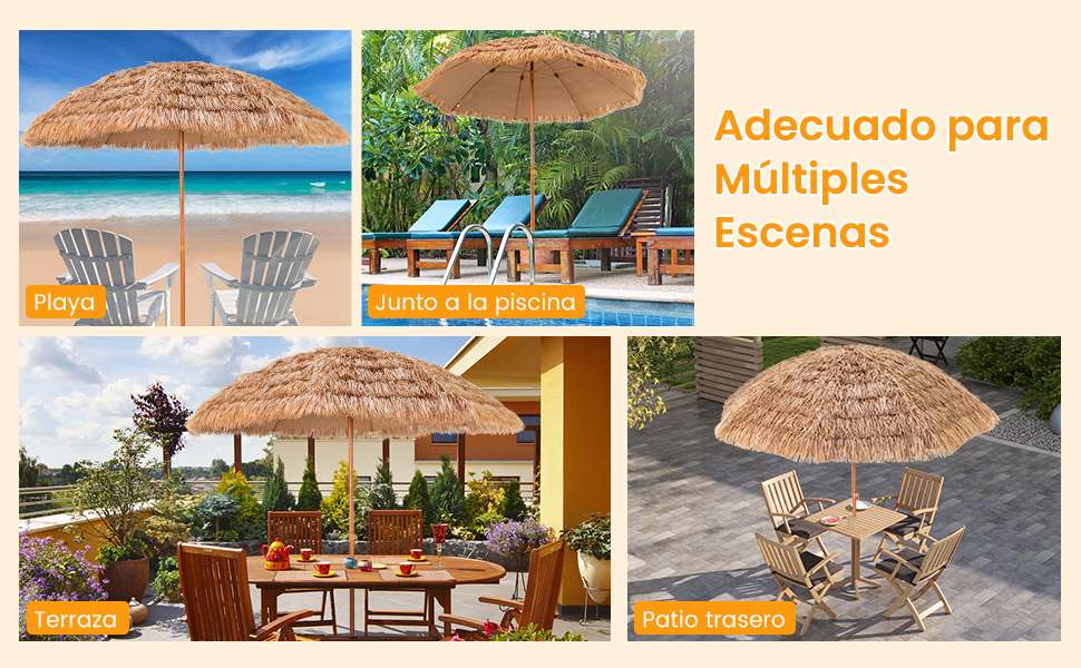 Sombrilla tropical para la playa