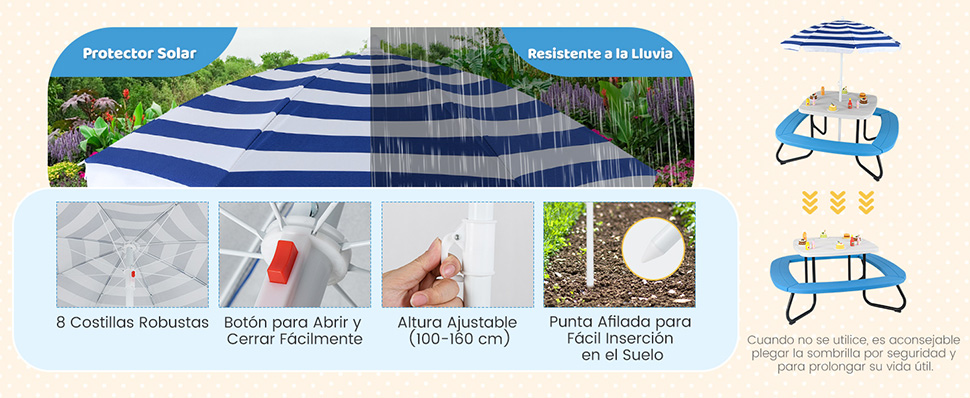 Mesa con bancos para niños
