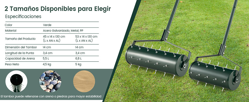 Aireador de césped con lastre