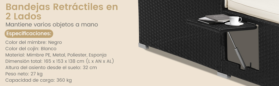 cama de día de ratán para patio