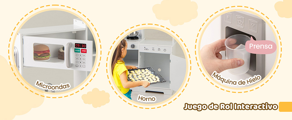 set de juguetes de cocina de madera para niños con utensilios