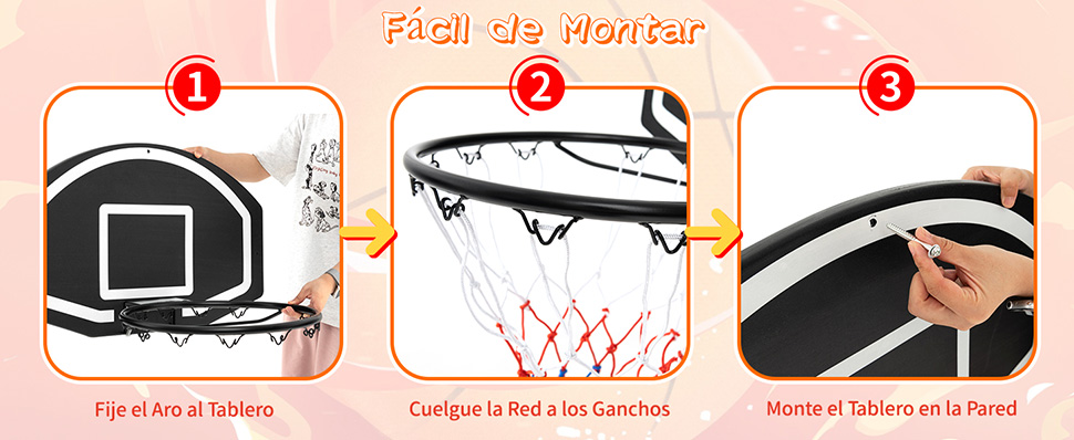 juego de aro de baloncesto para montaje en pared
