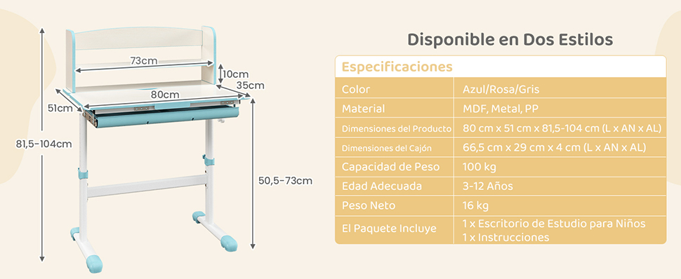 escritorio con escritorio inclinable