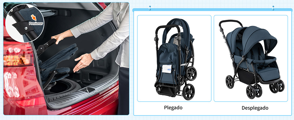Cochecito compacto doble