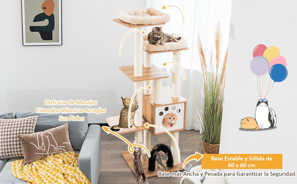 Torre multiplataforma para gatitos