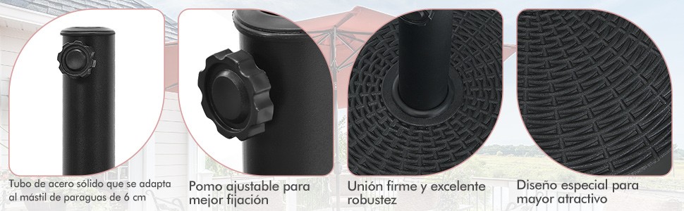 Base de sombrilla de patio con ruedas