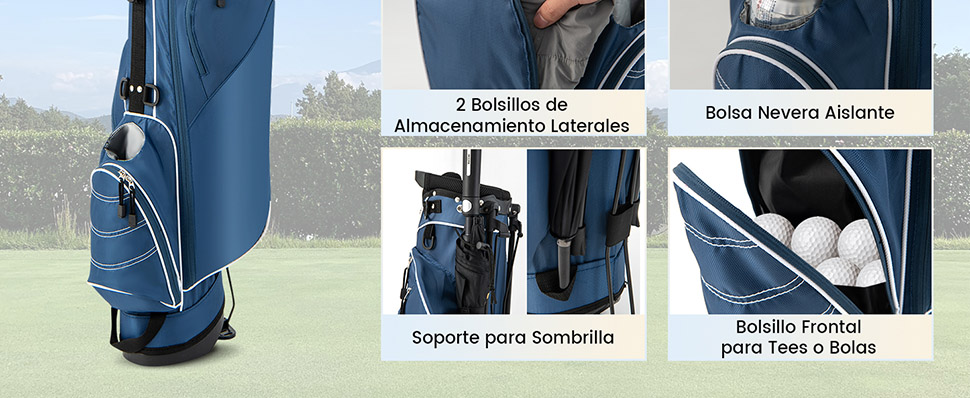 bolsa de soporte de golf con bolsa refrigeradora