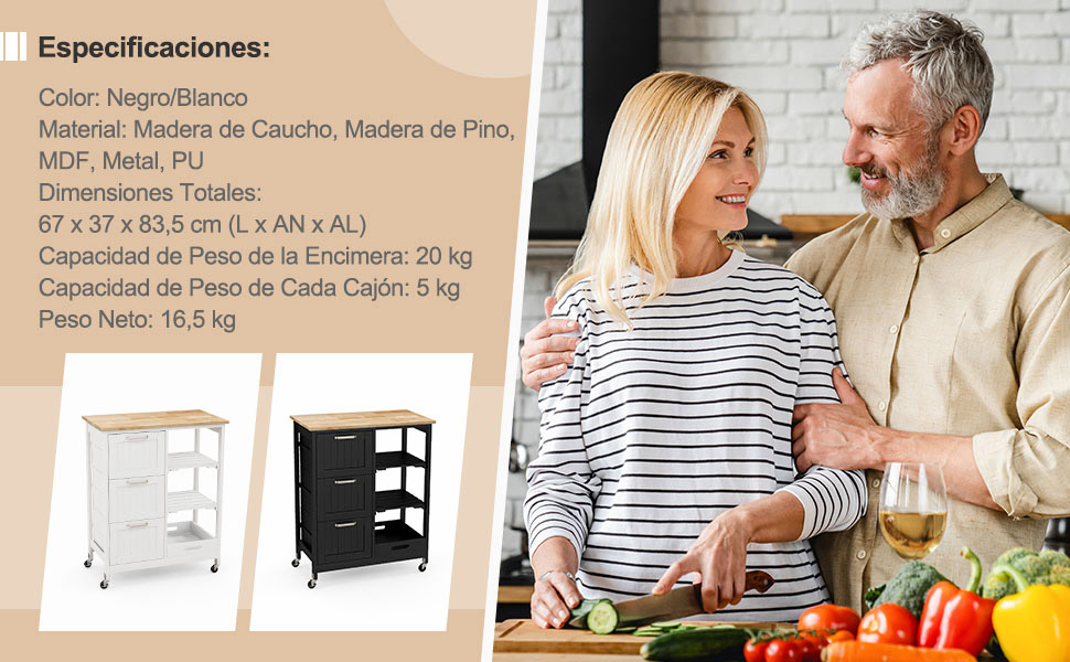 Carrito almacenamiento amplio