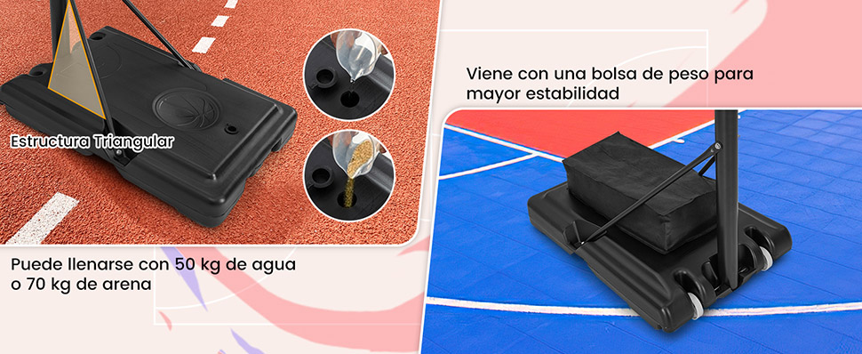 sistema de soporte de baloncesto ajustable en altura