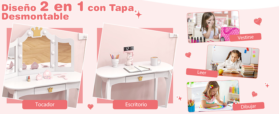 set de mesa de maquillaje para niños