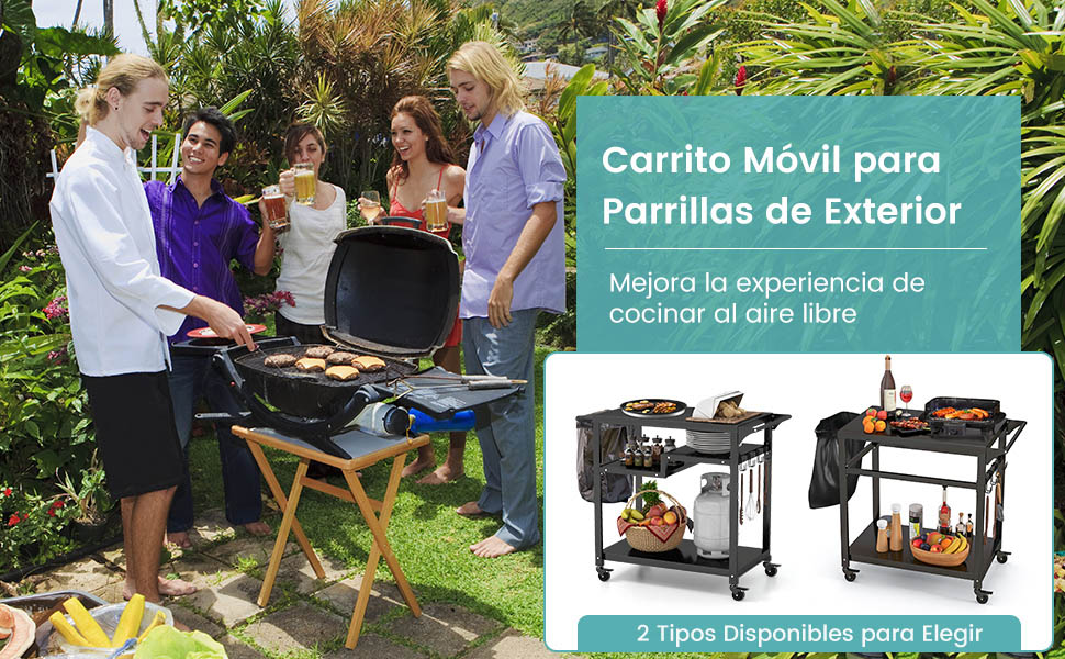 Carrito parrilla BBQ móvil