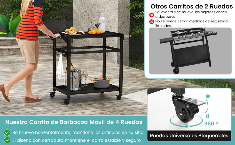 Carrito multifunción cocina exterior