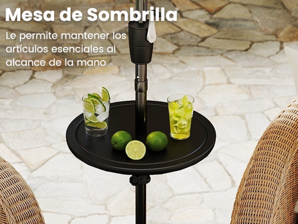 Bandeja de mesa con sombrilla para patio