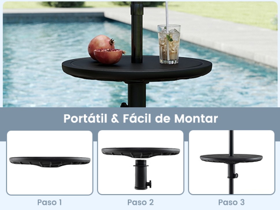 mesa con sombrilla ajustable para exteriores