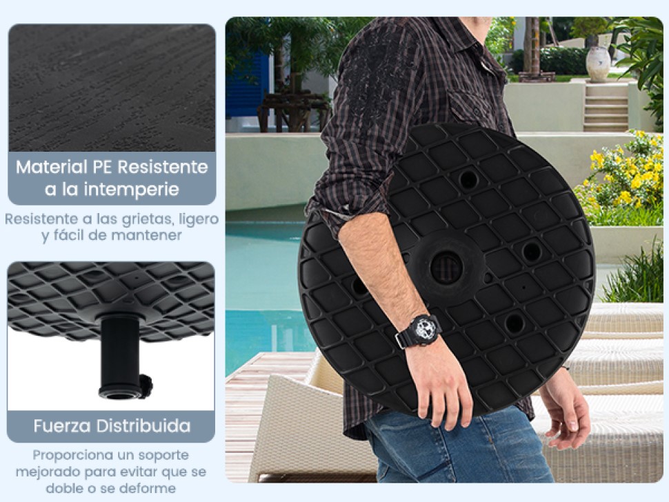 mesa con sombrilla para jardín