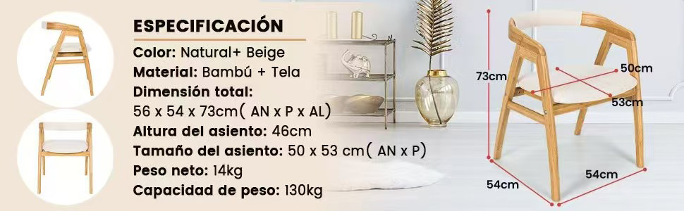 sillón de comedor de bambú