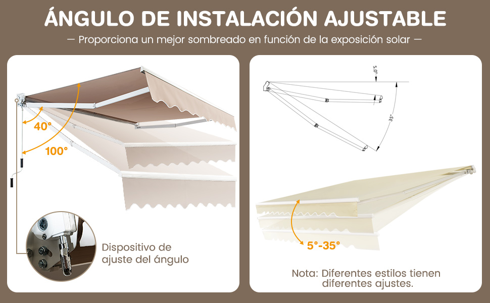 toldo con manivela