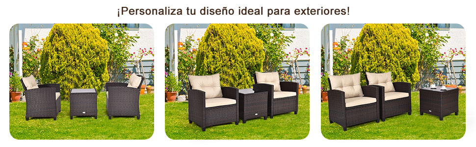 set muebles en mimbre para patio