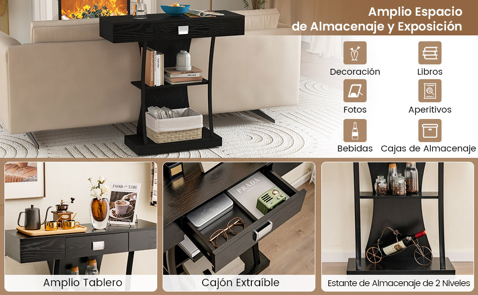 Mesa de recibidor con almacenamiento