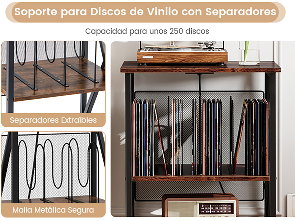 Vintage Rustic Vinyl Record Storage Cabinet