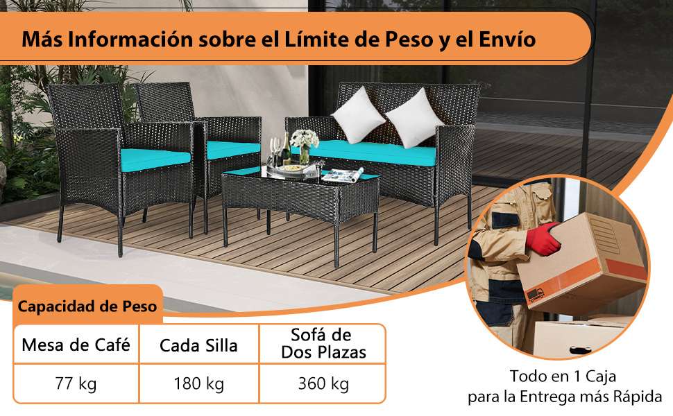 Juego de muebles de exterior de mimbre