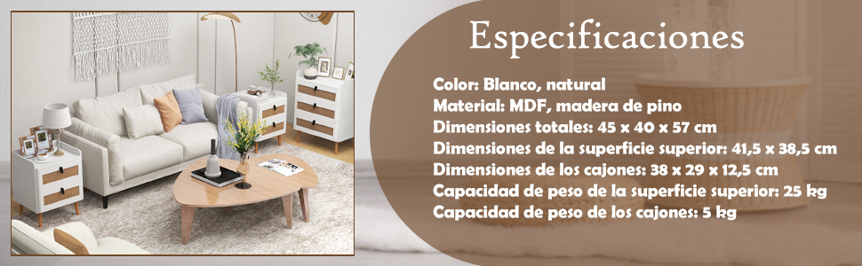 Mesa auxiliar multifunción blanca