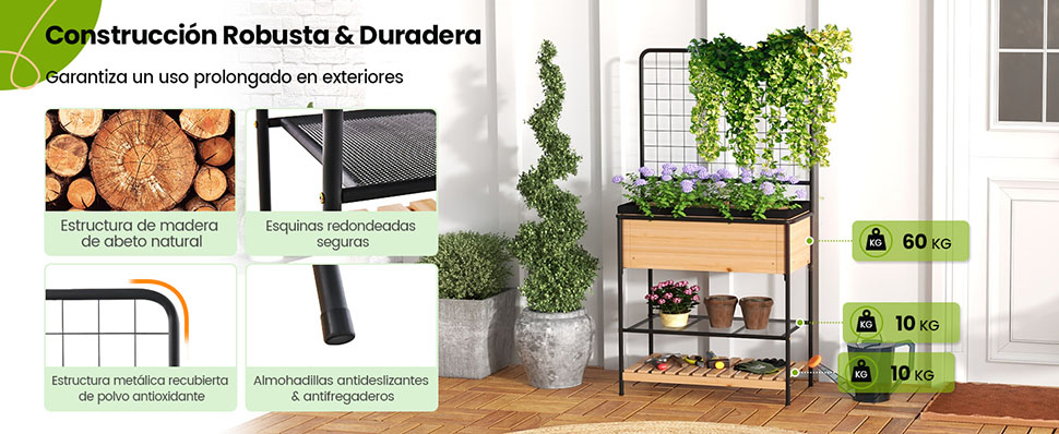 Macetero elevado para exterior