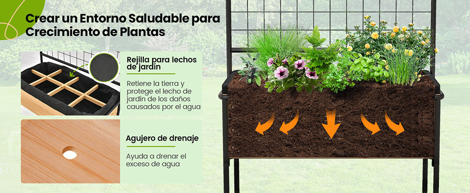 Mesa de cultivo con almacenamiento
