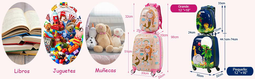 maleta con ruedas de 2 piezas y bolsa mochila de transporte
