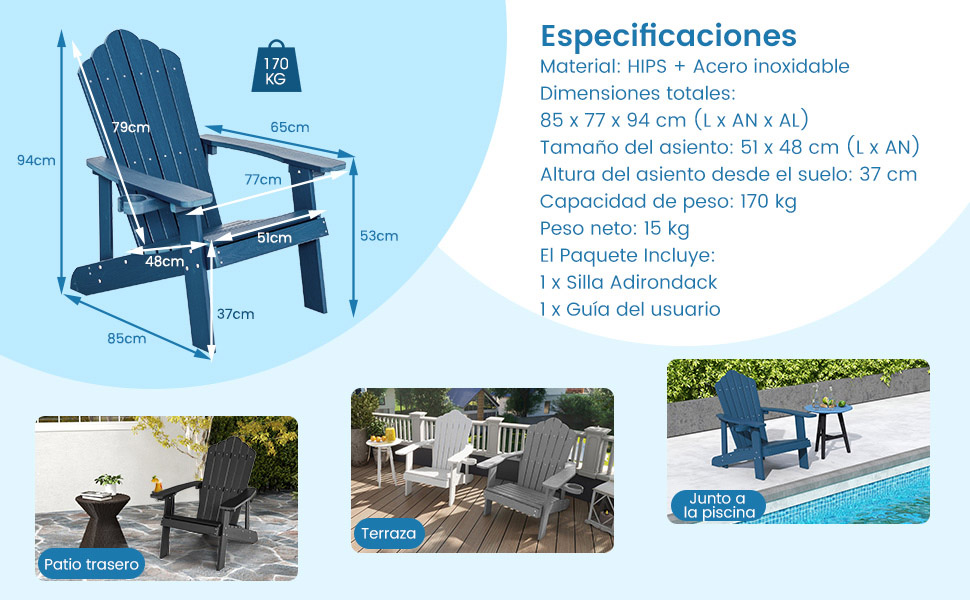 Silla terraza con portavasos